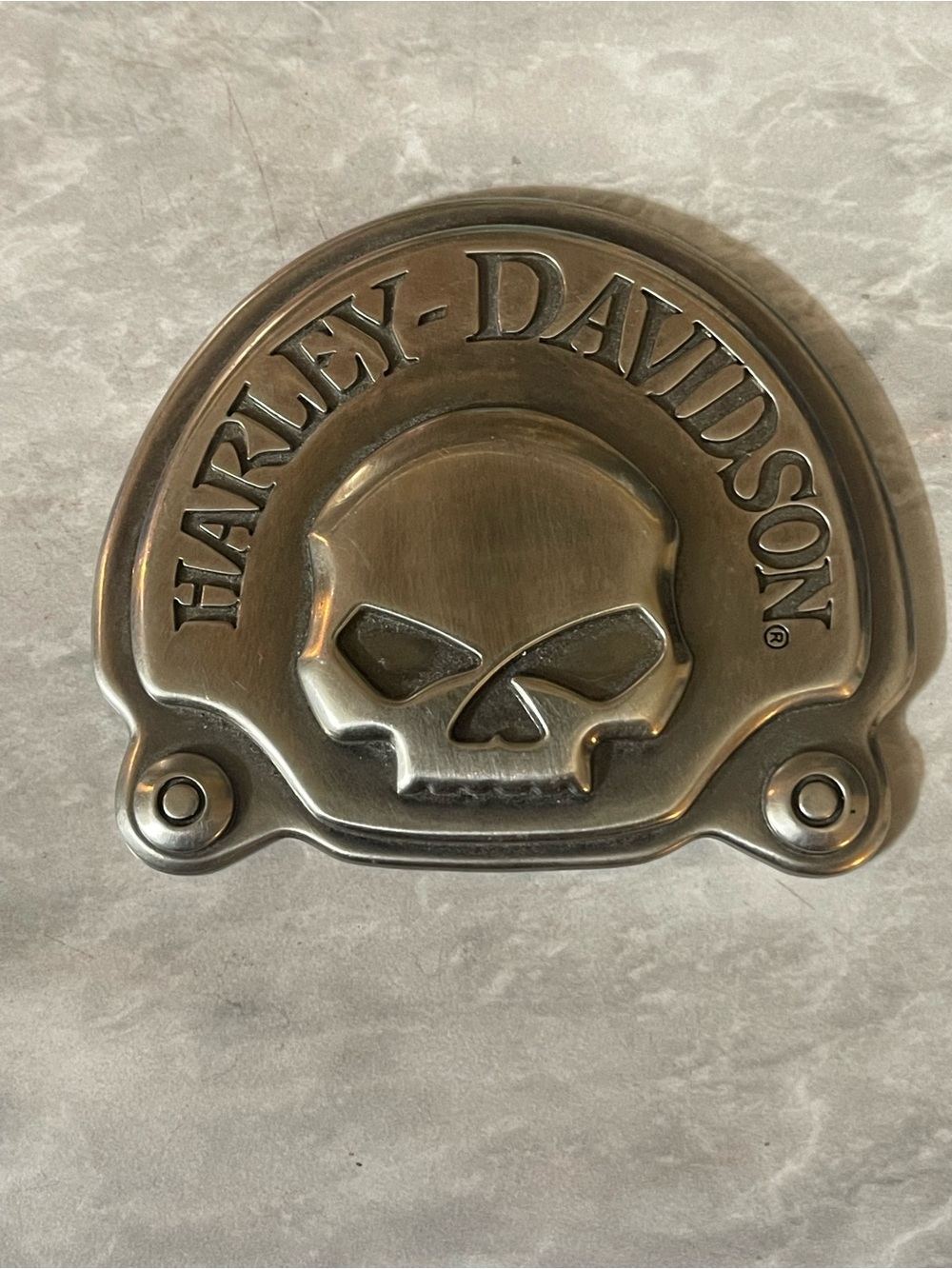 HARLEY OEM Willie G Skull CHROME MEDALLION BADGE Sissy Bar Tour Pack Bat